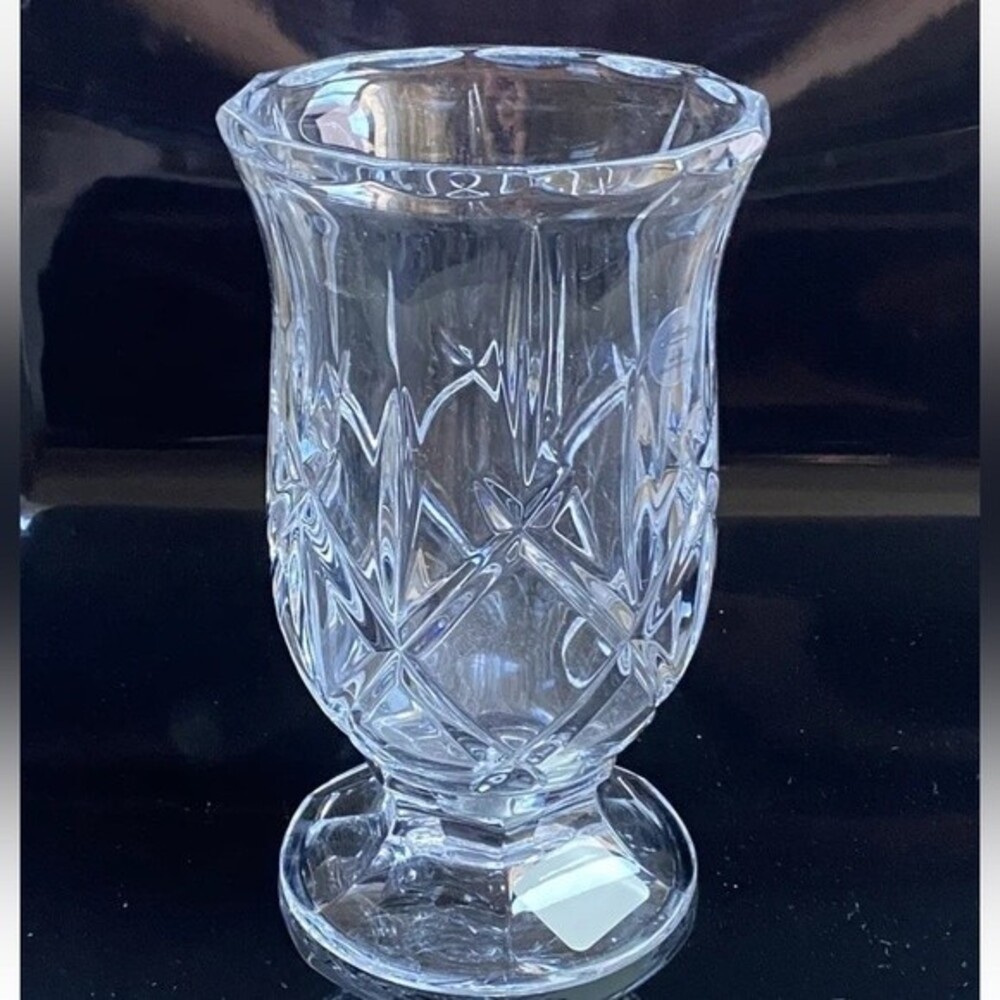 VTG Gorham Full Lead Crystal Heavy Hurricane Vase,candle holder Lady Anne 10"